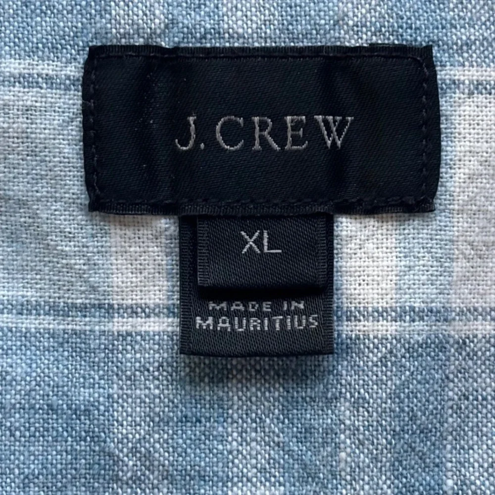 J. Crew Plaid VTG Button Down XL Blue Soft Cotton Long Sleeve Preppy Mauritius